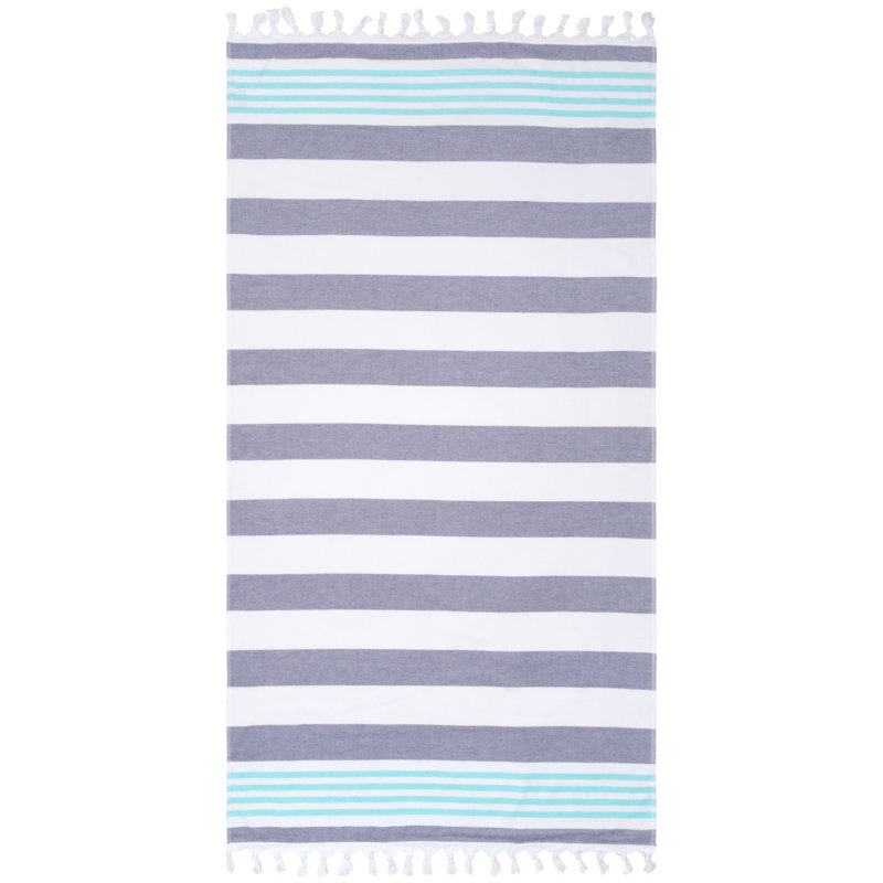 Serviette de plage Marlene, Gris anthracite / bleu