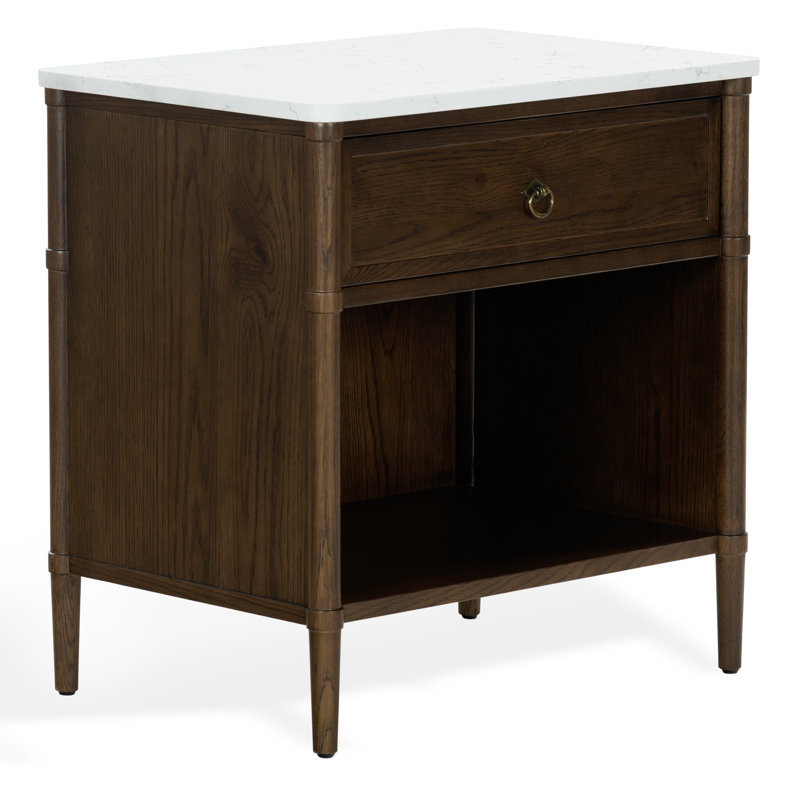Table de chevet 1 tiroir Alianna, Walnut / White