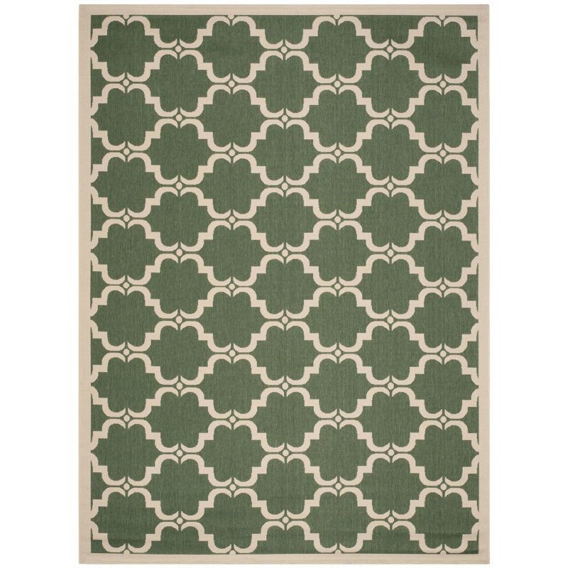 Kelley Hooked Indoor/Outdoor Rug, Green / Neutral, Rectangle 79 x 152 cm