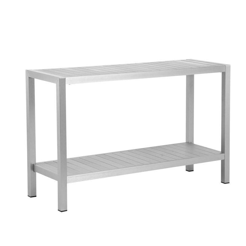 Doss Rectangular Metal Outdoor Buffet & Console Table , 16'' in. W 49'' in. D, Silver, Silver