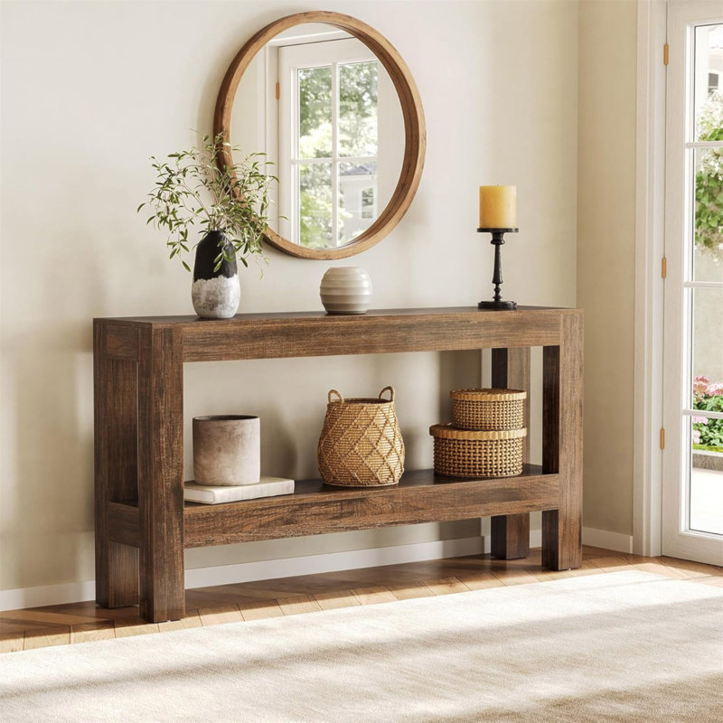 Console en bois à 2 niveaux 62,99 po Farmhouse