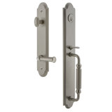 Arc Handleset with Deadbolt and Georgetown Door Lever and Rosette