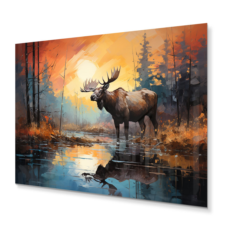 Canada majestueux orignal IV - animaux, art mural en métal, H 30 po x l 40 po x P 1 po