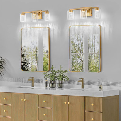 LED Vanity Light With 3 Color Temperature Modes, Dimmable Bathroom Light Fixture, Eye Protection Wall Light With Clear Glass Shade For Mirror