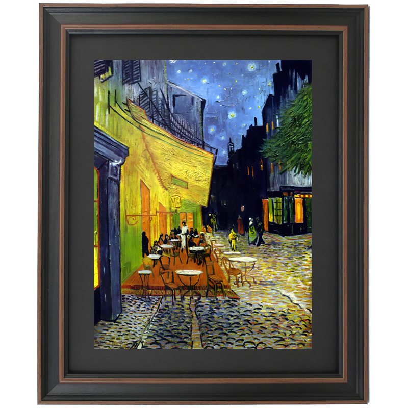 «Cafe Terrace at Night» par Vincent van Gogh | Reproduction encadrée, H 24 po x l 19 po
