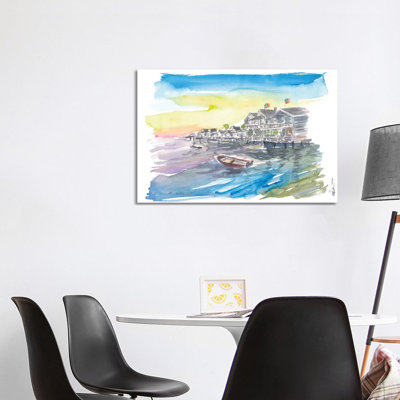 Nantucket Nautical Amazing Waterfront Scene 1 Piece Wrapped Canvas Wall Art