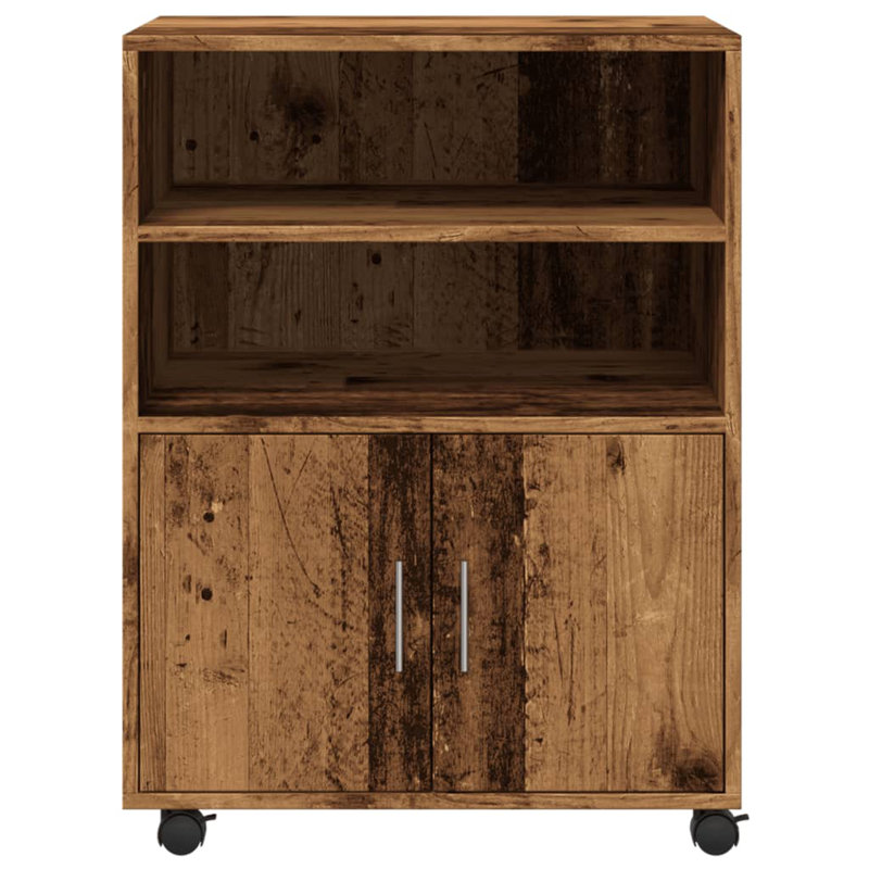 Rolling Cabinet Engineered Wood, Old Wood
