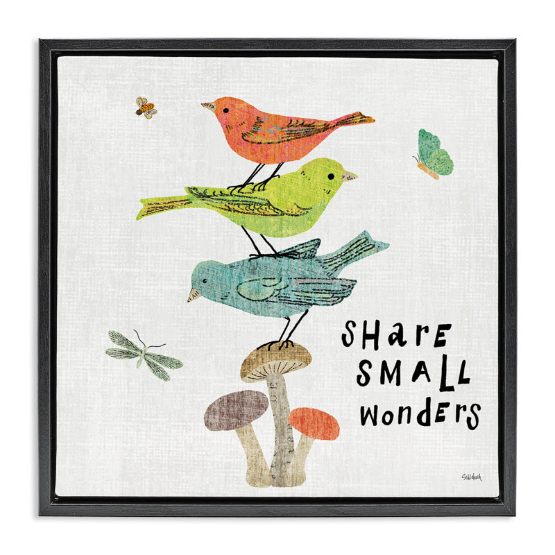«Small Wonders», art mural encadré flottant par Sue Schlabach, H 18 po x l 18 po, Cadre flottant noir de jais