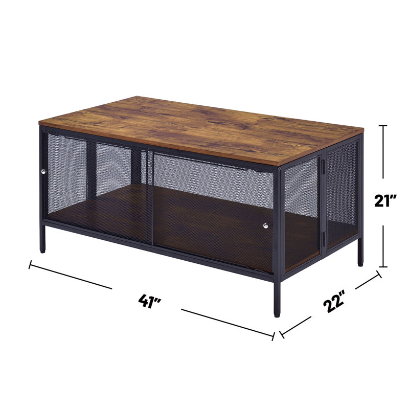 Table basse pliable rectangulaire, chêne antique et noir
