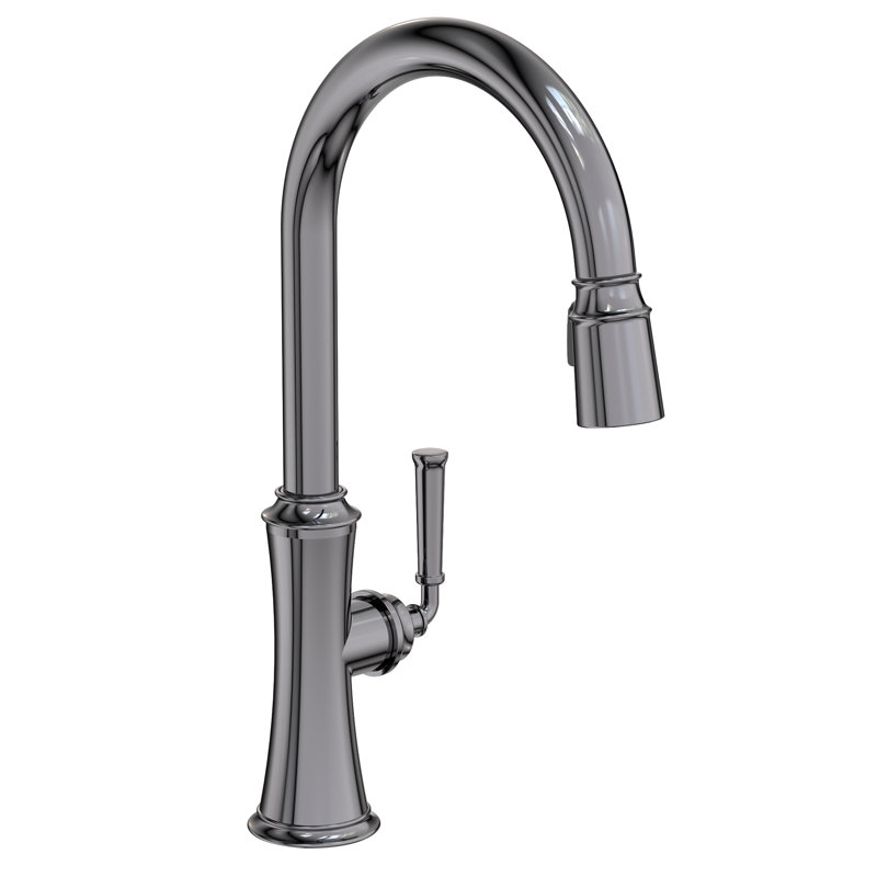 Stripling Single Handle Pull Down Kitchen Faucet, Midnight Chrome