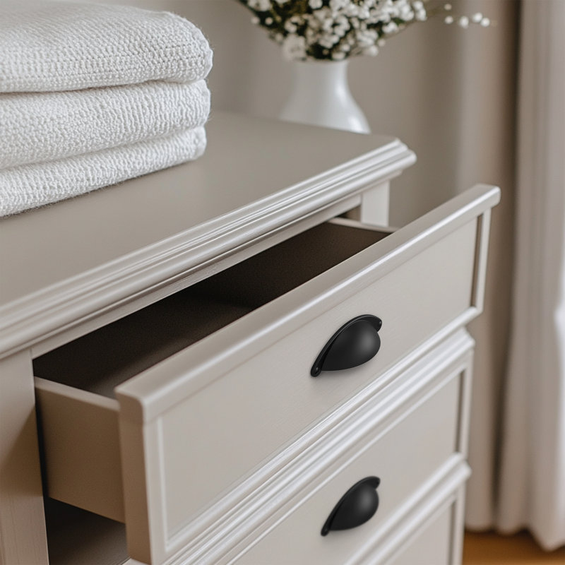 Black Zinc Rustic Cup Pull with Mounting Hardware