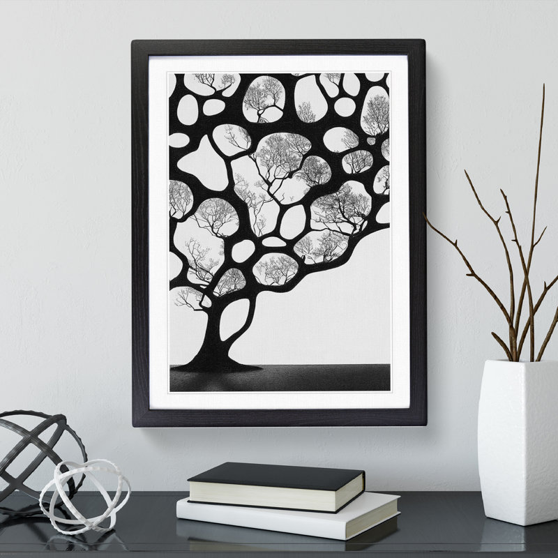 A Monochrome Tree No.5 - Framed Print, Black Framed, 34cm H x 25cm W x 2cm D