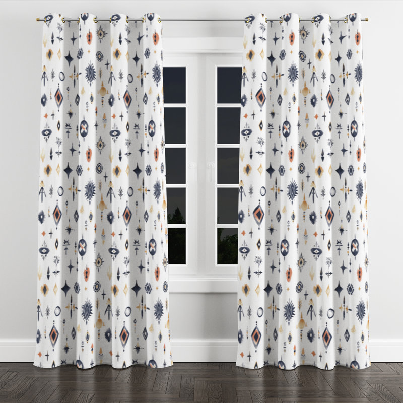 Rideaux marocains pour la chambre à coucher - Rideau Boho, L 52 po x L 84 po, Œillets dorés