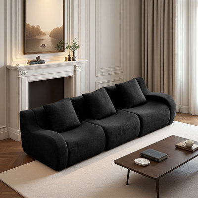 Boneless Sofa, 3 Seat Sofa High-Quality Teddy Fabric,Anti-Slip Design,No Assembly, 32D High Density Sponge For Living Rooms Bedrooms Reading Nook