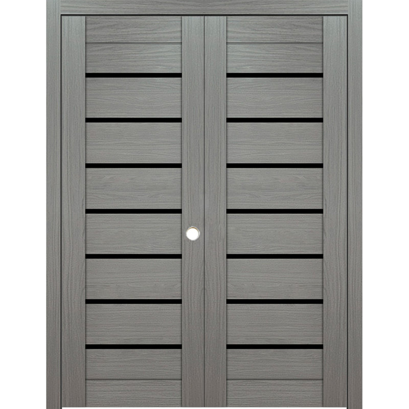 Domino 01 Wengé moderne pré-suspendu en stratifié à double porte intérieure 72 po x 80 po, 72 po x 80 po, Left
