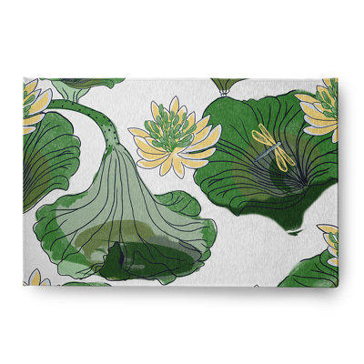 Tapis intérieur / extérieur floral / blanc en chenille tissé à la machine