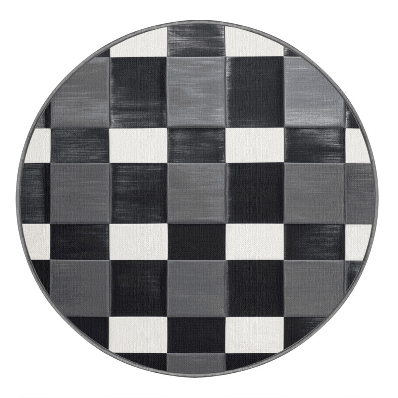 Tapis gris à carreaux lavable à la machine