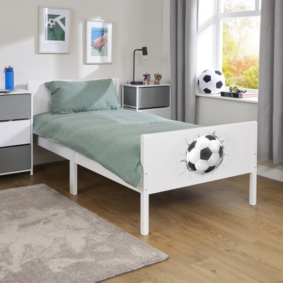 Kids White Single Bed – Football