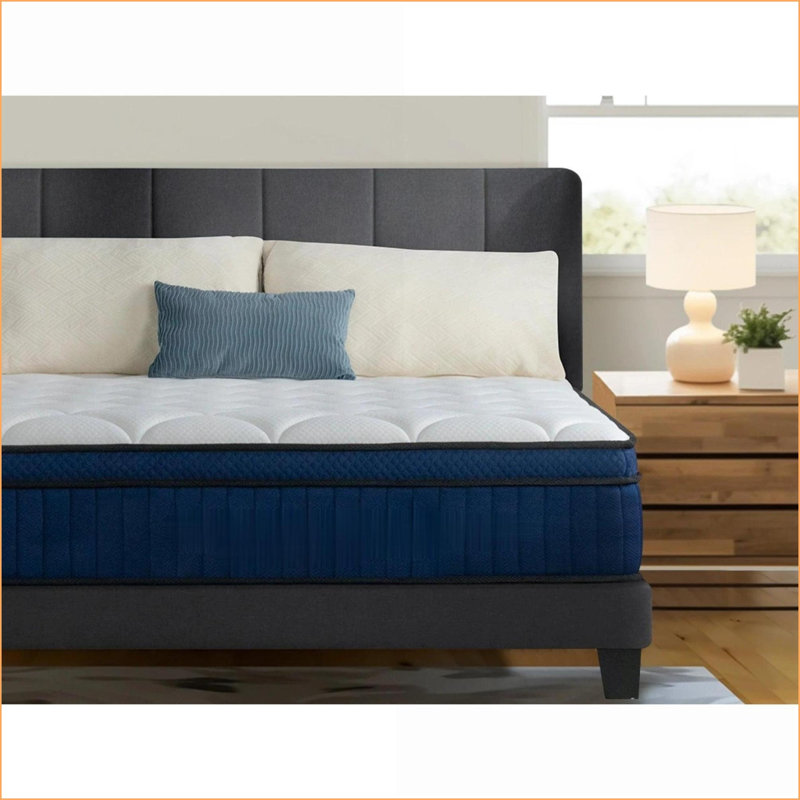Matelas 10 po pour grand lit avec mousse viscoélastique gélifiée hybride | Bleu foncé | Mousse et ressort, Grand lit