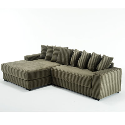 Oversized Corduroy Daybed With Left Chaise And 8 Throw Cushion Pillows Modern Sectional