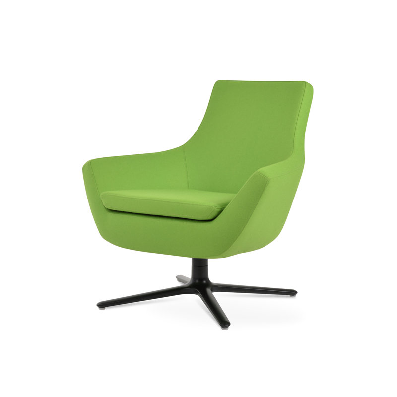 Rebecca Oval Swivel Lounge Chair, Black, Pistachio Faux Leather