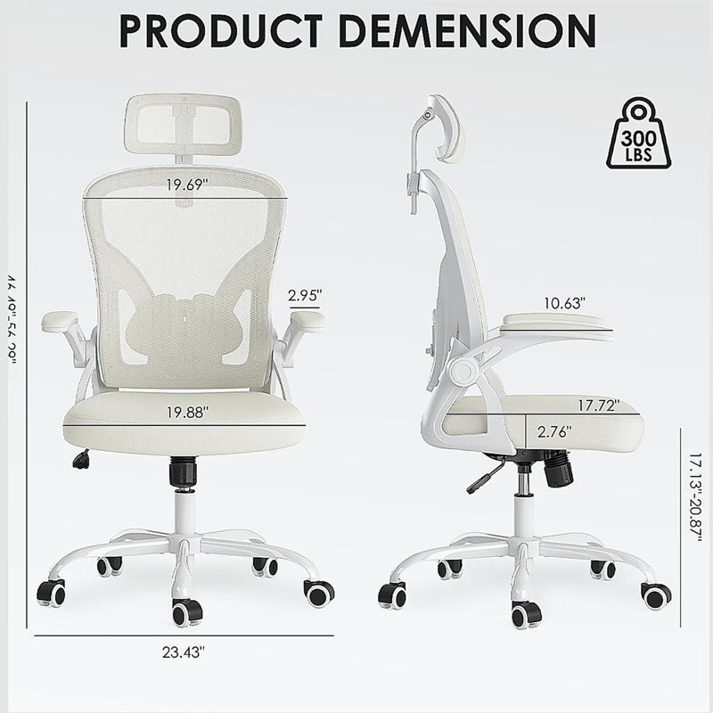 Home Office Desk Chair with Headrest, Ergonomic Office Chair, High Back Computer Chair with Armrests and Adjustable Lumbar Support
