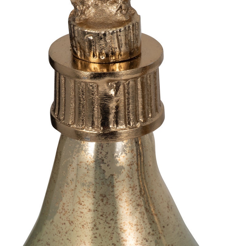 Everly Quinn 3-Piece 12/14/18" Anders Green Glass Bottles, Glass, Gold, Novelty, Ombre