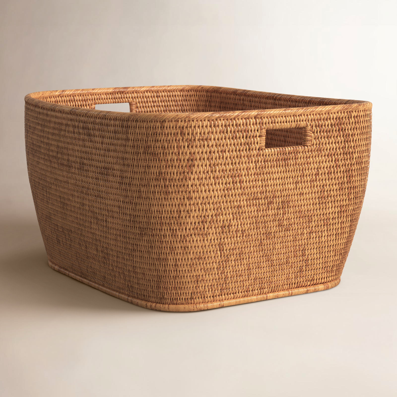Handmade Rattan Storage Bin, 13" H x 20" W x 24" D, Honey Brown