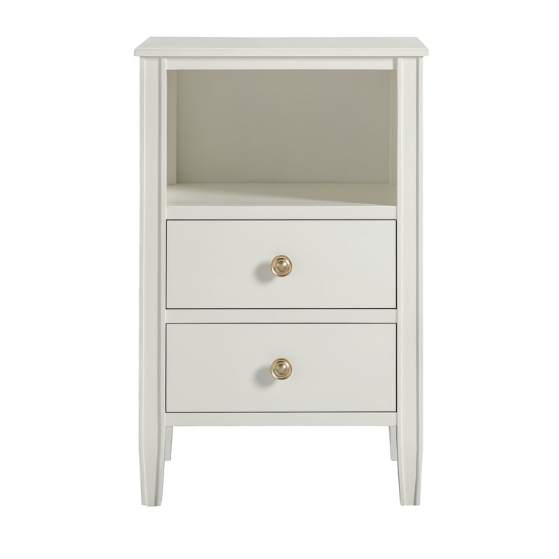 Ahouh 2-Drawer Storage Nightstand, Antique White