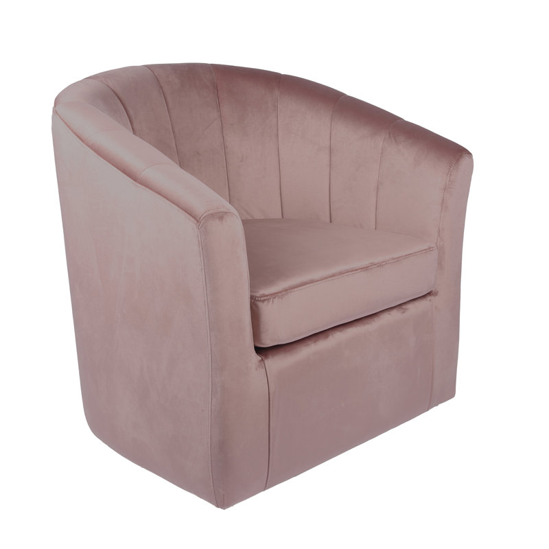 Velvet Swivel Barrel Chair, Pink