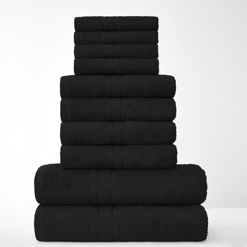 Toronto Terrycloth Bath Towels - Set of 10, Black