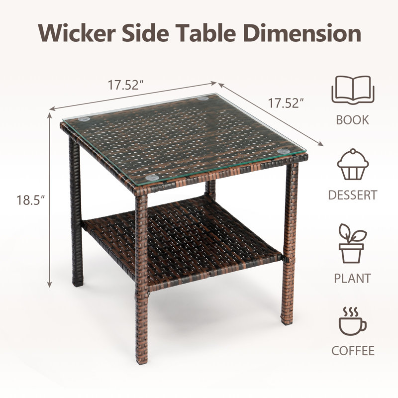 Patio Rectangular Side Table, Brown