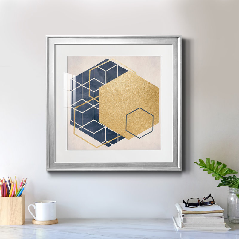 Geo I - cadre photo, H 22,5 po x l 22,5 po x P 1,5 po, Papier avec cadre argenté