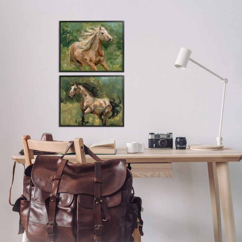  «Trotting Horse visages», ensemble de 2 giclées par Victoria Barnes, H 11 po x l 14 po, Giclée encadrée noir minuit