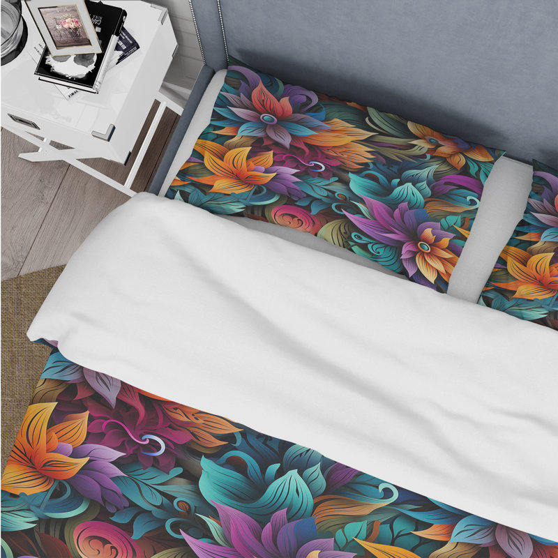 Ensemble de housse de couette Vibrant Mandala, Housse de couette simple + 1 taie décorative stan
