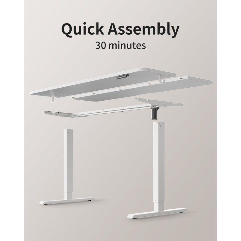 Bureau électrique debout, bureau assis-debout à hauteur ajustable, L 48 po x P 24 po, Blanc