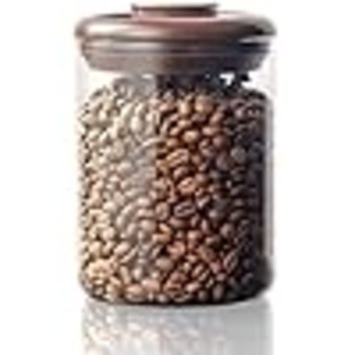 Glass Coffee Bean Jar 900 Ml – Pop Top Air Tight Coffee Bean Container With CO2 Valve, 11 Oz Coffee Storage Airtight Canister, Brown