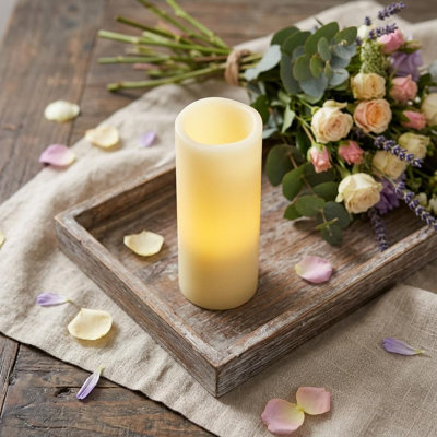 Bougie colonne sans flamme 5 po ivoire