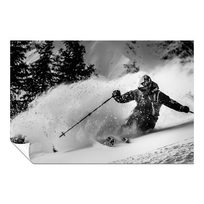 Skiing On Snowy Mountain Slope - No Frame Print
