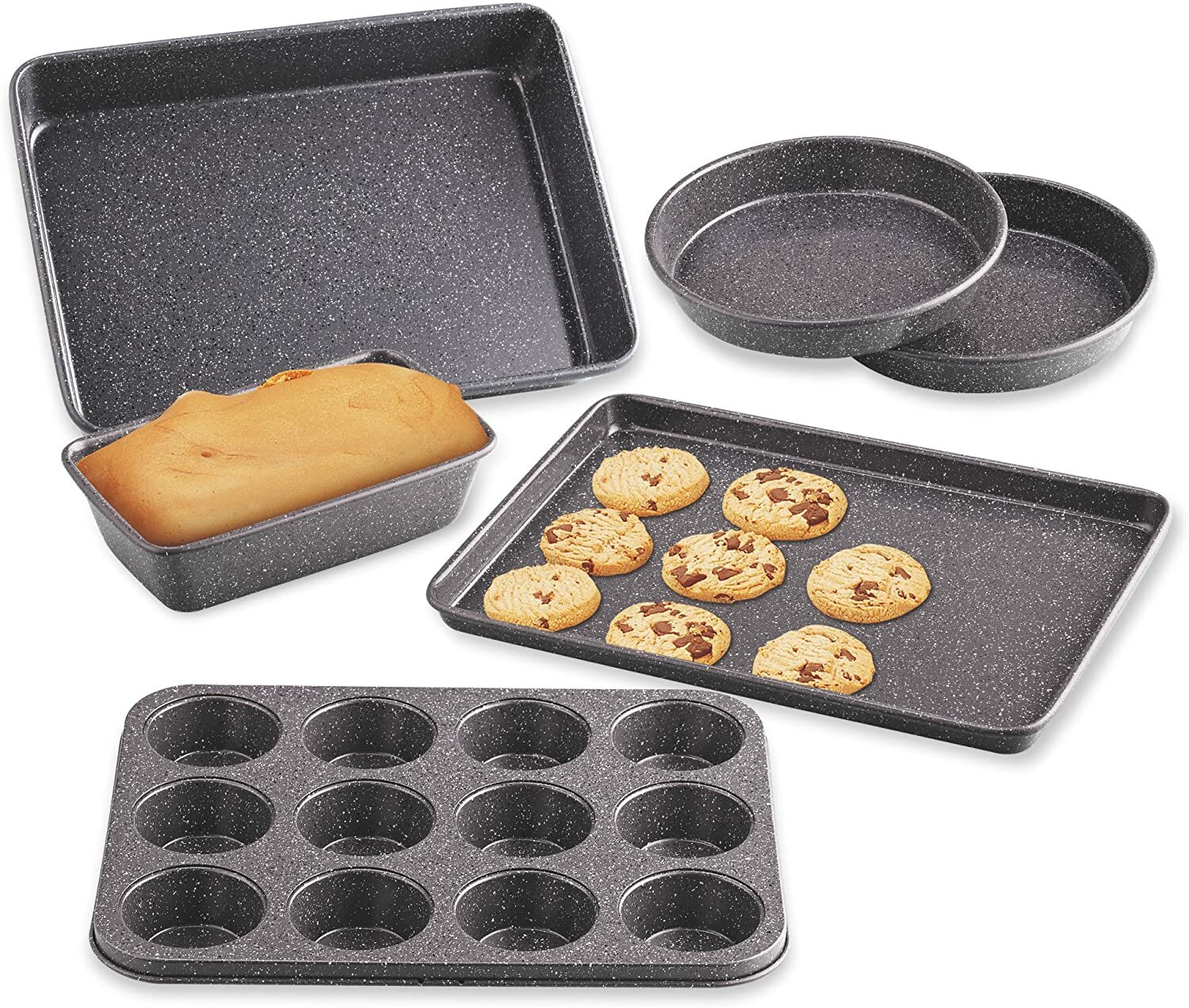 Baking Pans Sets Nonstick Bakeware Set 7piece With Round/square Cake Pan  Loaf Pa