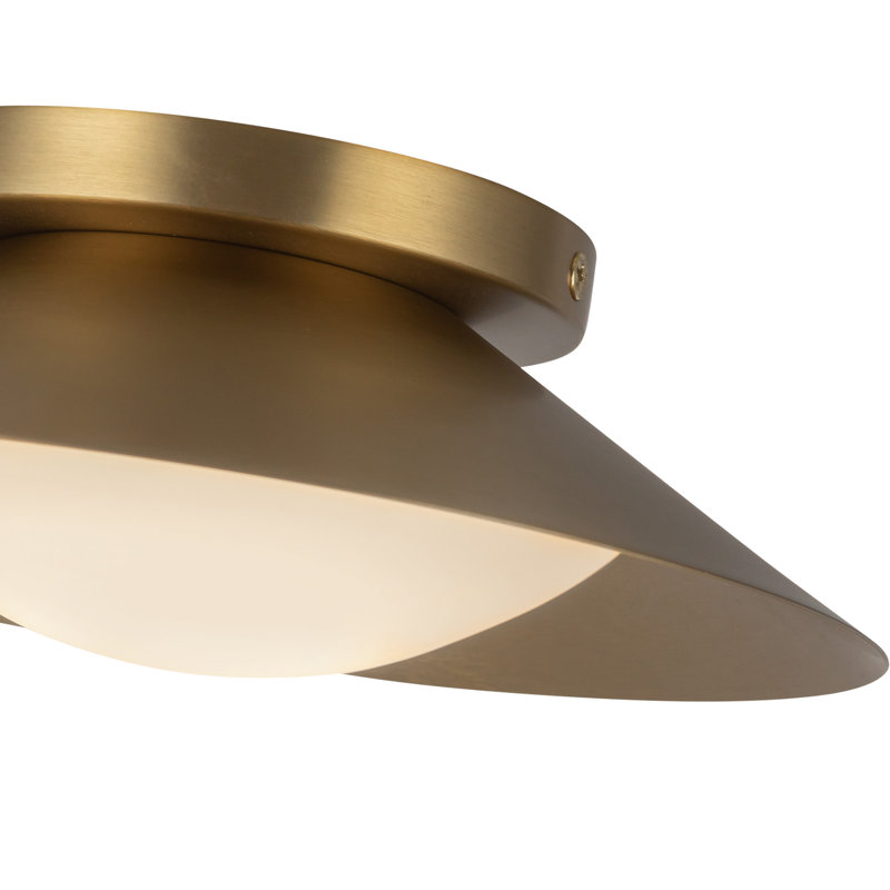 Cleo 1 - Light LED Flush Mounted Sconce, Gold, White/Brushed Gold