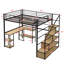 Lit mezzanine en métal avec escalier, bureau intégré et tablettes-1752076862
