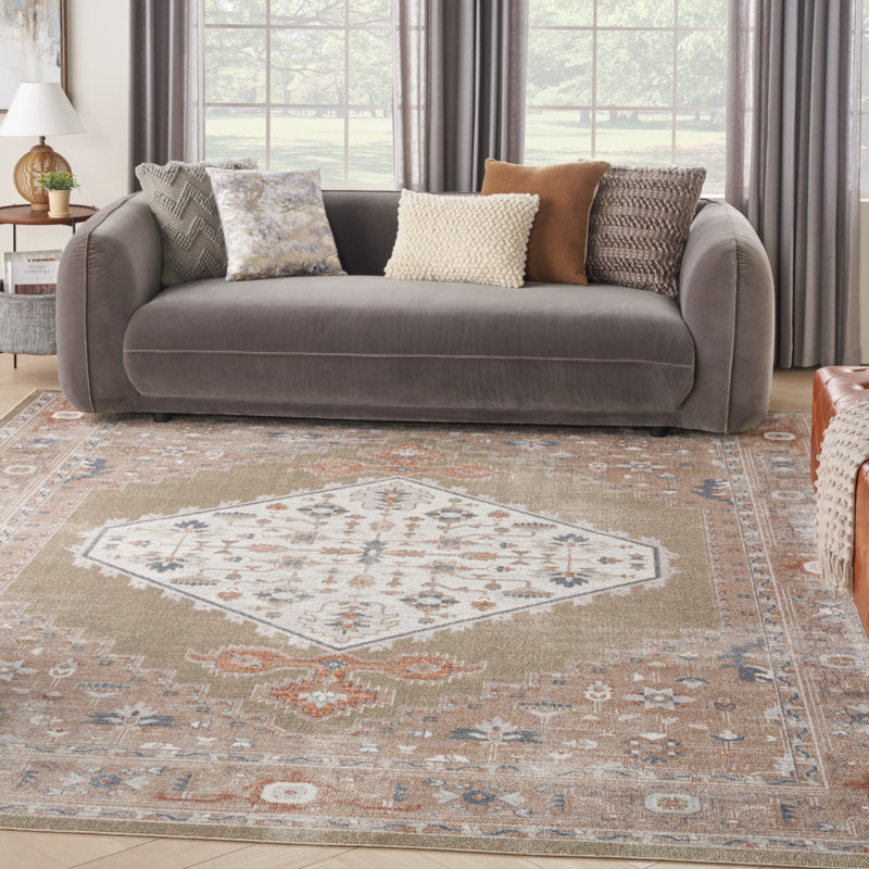 Tapis multicolore sauge perse Millyr, Rectangle 7 pi 10 po x 10 pi