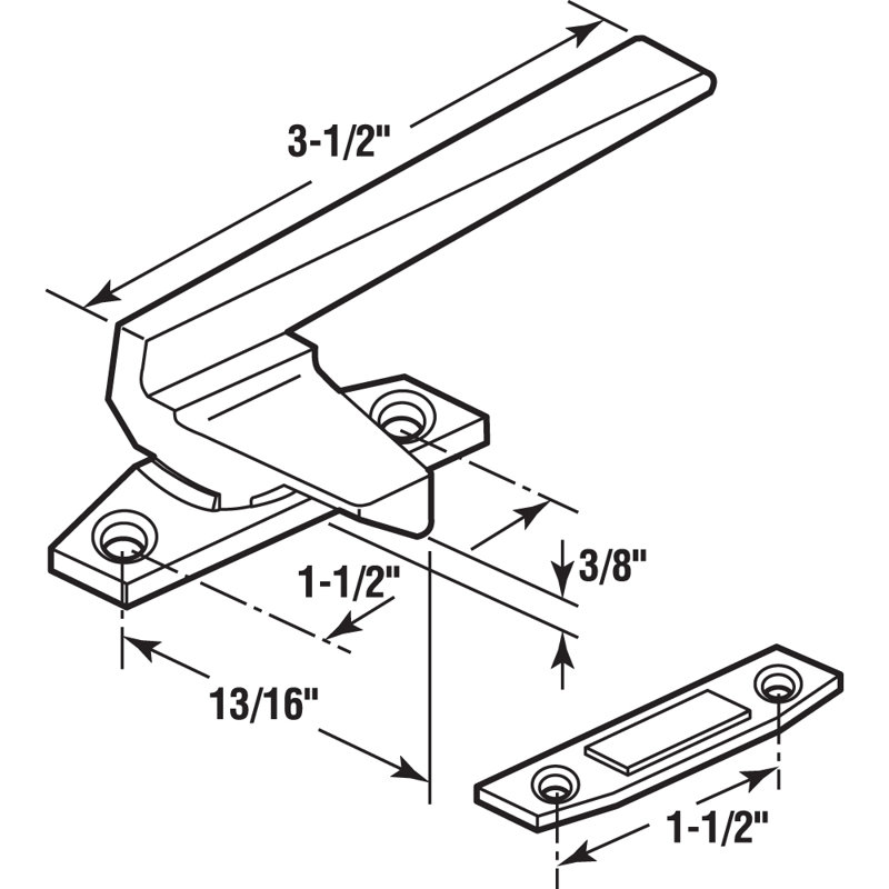 Prime-Line Right-Handed, Casement Locking Handle with Offset Base (Single Pack), White