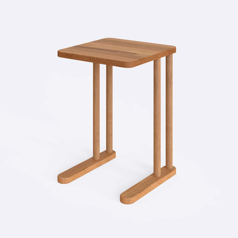 Table d'appoint Stark C, table d'appoint en C en bois massif pour canapé, salon et chambre à coucher