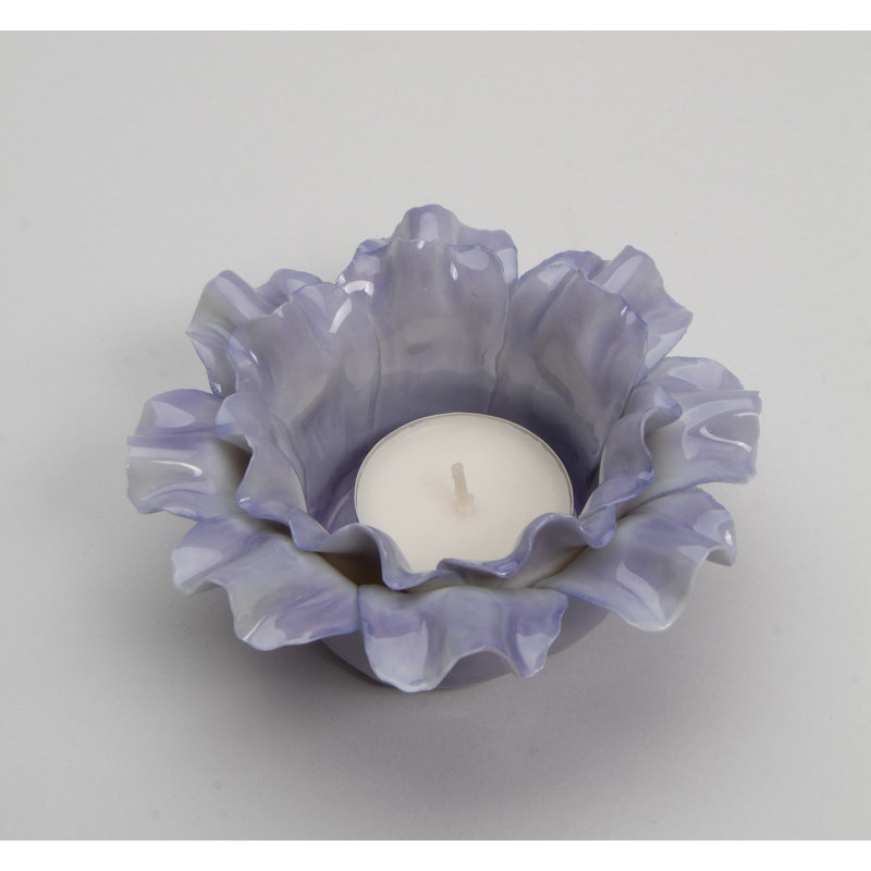 Small Purple Flower Tealight Holder- 4 1/4"D