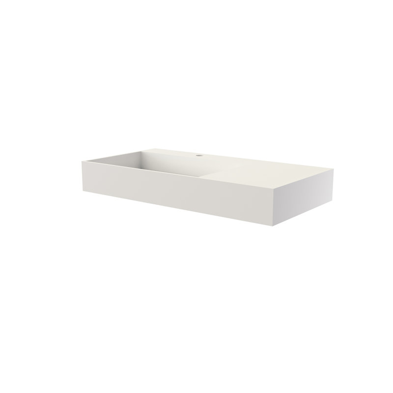 Bathroom Vanity Basin Sink Of Stone Resin Solid Surface, Matte White Shade, 35.42 In Depth, 18.02 Width, 5.22 Height, 53.73 Lb, Suitable For All Spaces, To Scratches And Discoloration, Flexible