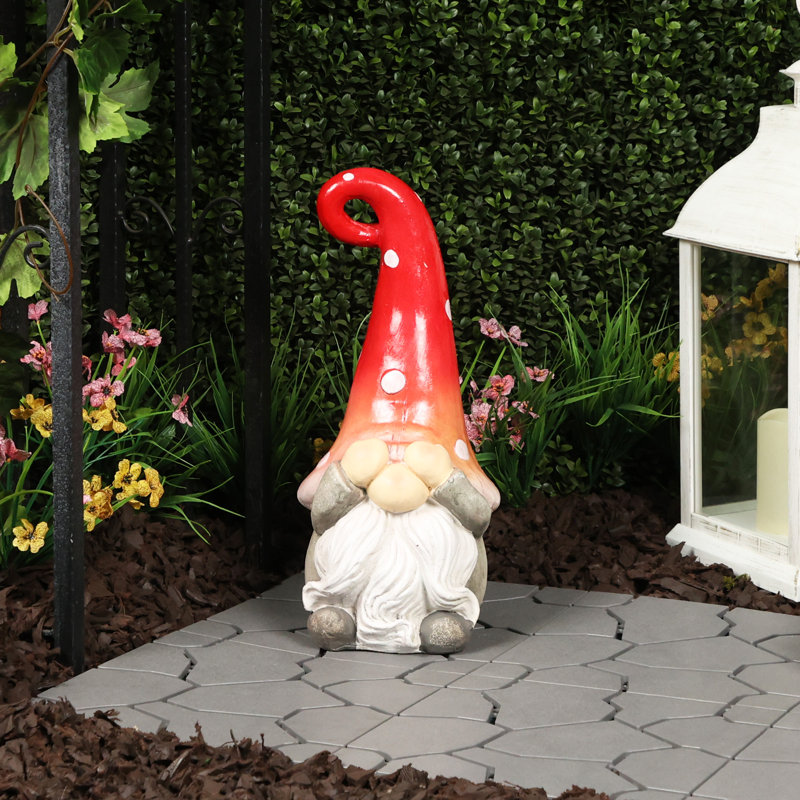 Statue gnome 17 po avec chapeau à pois rouge H 17 po