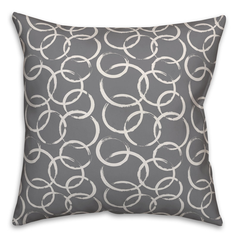 Geometric Throw Pillow, 16" x 16", Gray/White