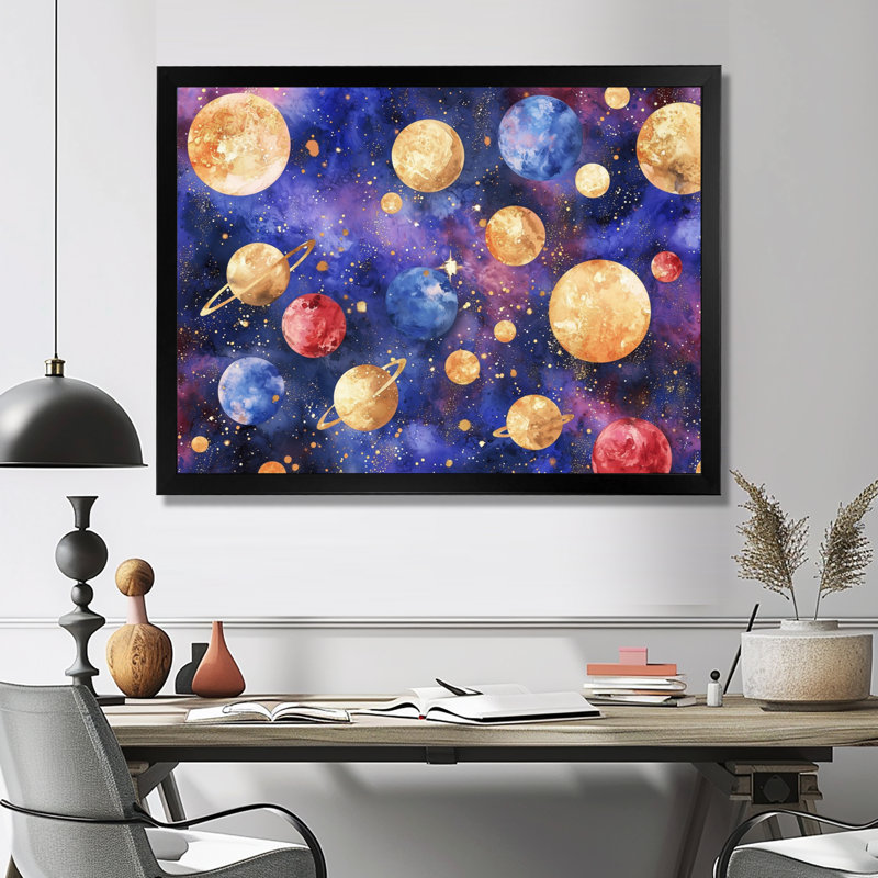 Décoration murale Radiant Cascade Of Comets I - Space, Reproduction encadrée d'une seule photo sans pass, Noir, 12" H x 20" W